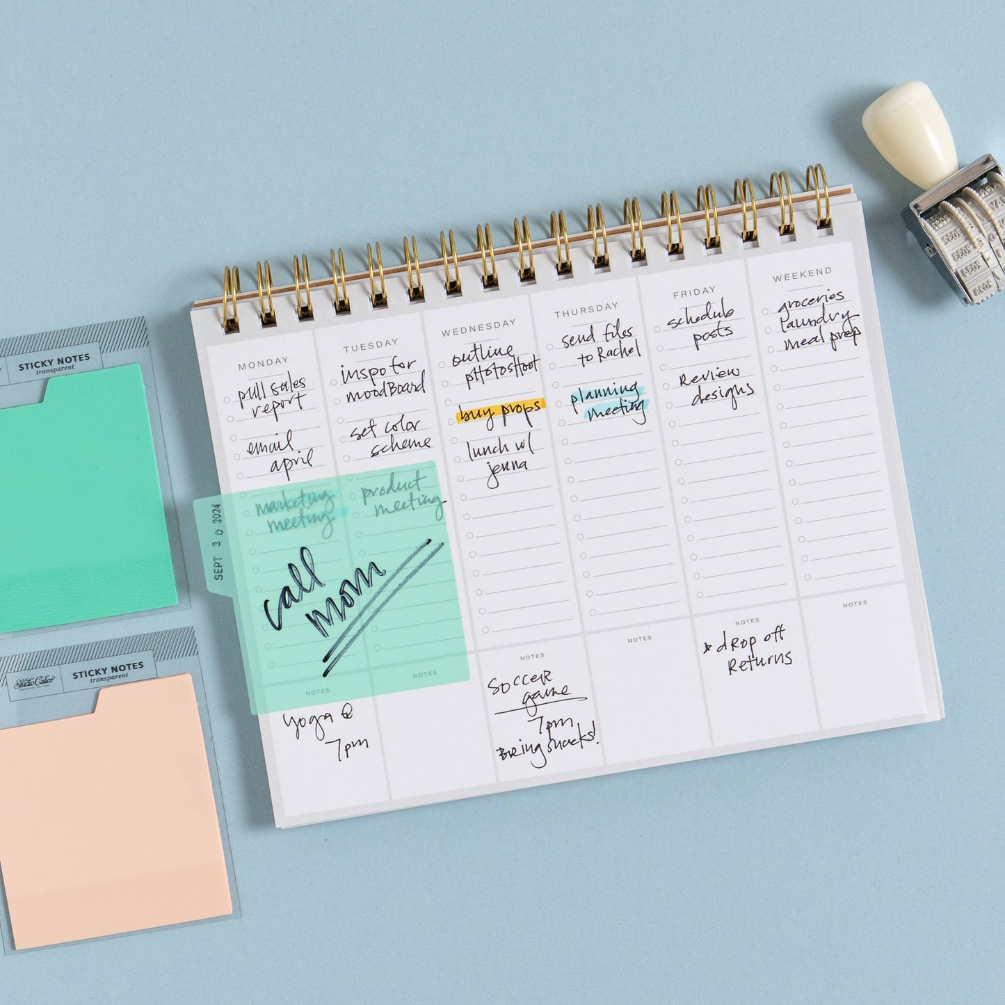 Tabbed Transparent Sticky Notes - Aqua