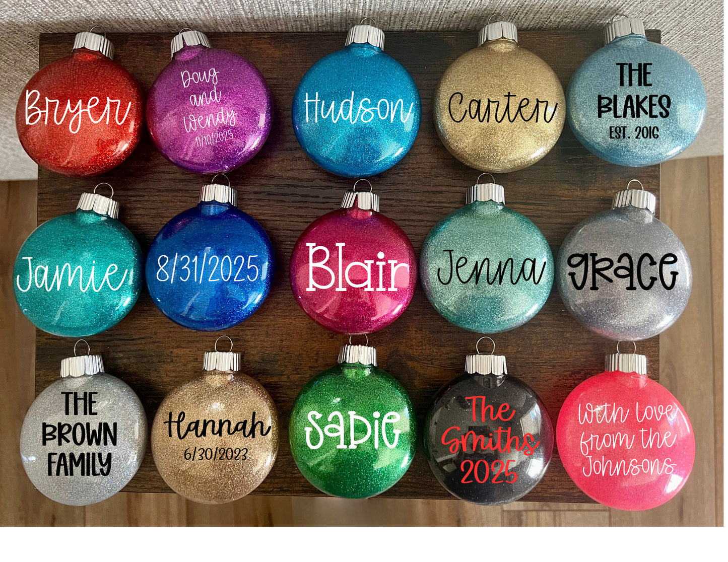 Customizable Glitter Ornaments