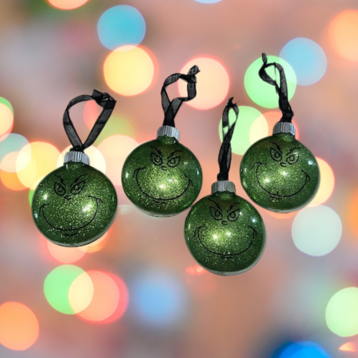 Grinch Glitter Ornaments
